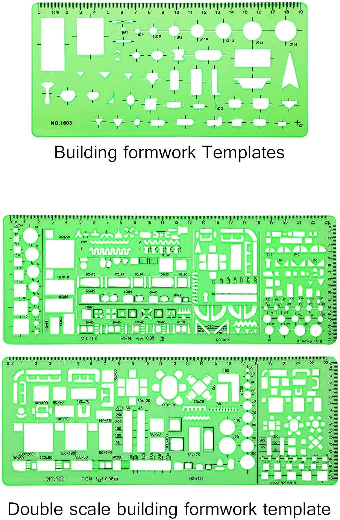 6 Pieces Plastic Measuring Templates Building Formwork Stencils Geometric - Image 2