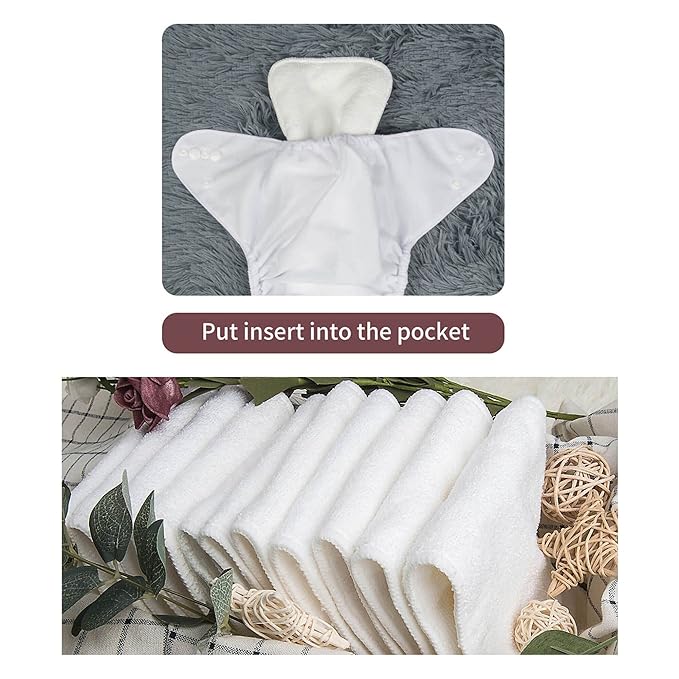 ALVABABY Baby Cloth Diaper 6 Pack with 12 Inserts One Size Cloth Diaper Covers Adjustable Washable Reusable for Baby Girls and Boys 6DM127