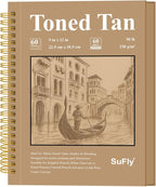 SuFly Toned Tan Sketchbook 9x12 Inches, 60 Sheets - 90lb/150gsm Toned Tan by SuFlyDirect