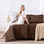 CozyLux Full Size Comforter Sets Brown, 7 Pieces Bed in a Bag, All Season - Image 7