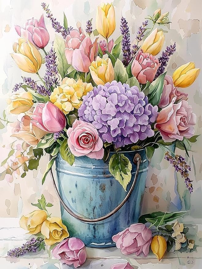 Stamped Cross Stitch Kits for Adults Beginner, Flower Counted Cross Stitch Kits by Unknown