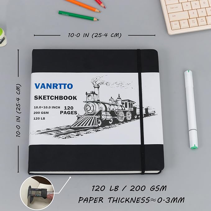 Vanrtto Hardcover Sketch Book, Square Mixed Media Sketchbook 10x10 Inch | - Image 2