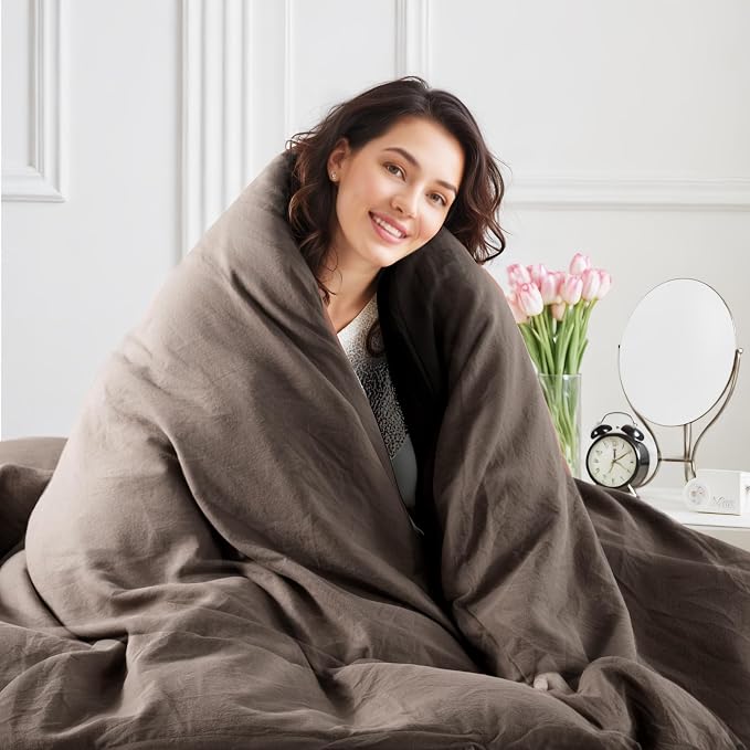 NEXHOME PRO 100% Washed Cotton Duvet Cover Twin Size, Ogranic Natural Linen - Image 6