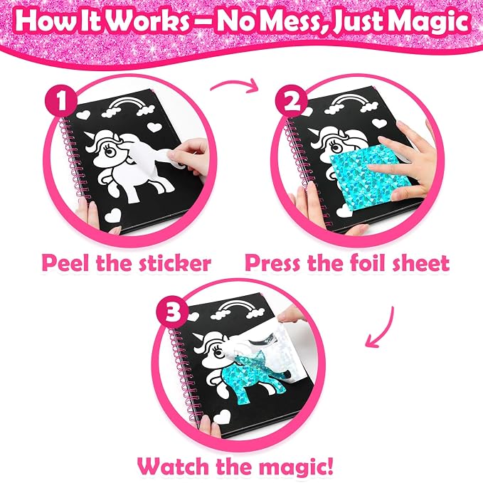 FUNNYB&G Foil Art Craft Kit for Girls 4-10 Years Old: Mess-Free & No-Glue - Image 4