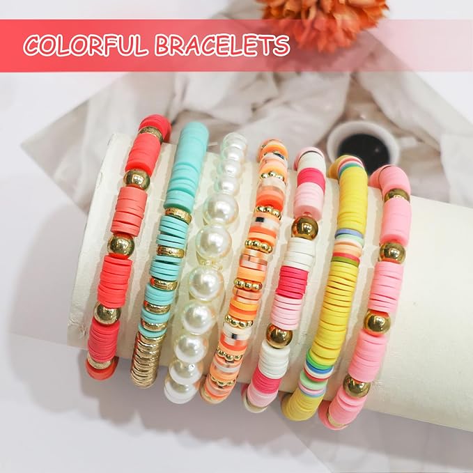 Redtwo 10000 Pcs Clay Beads Bracelet Making Kit, 3 Boxes 60 Colors Flat Preppy - Image 7