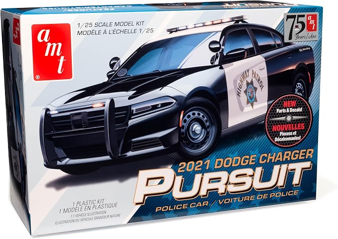 AMT 2021 Dodge Charger Police Pursuit 1:25 Scale Model Kits by AMT
