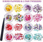 8 Boxs Dried Gypsophila Flowers Nail Art Decoration | Mixed Mini Hydrangea - Image 2