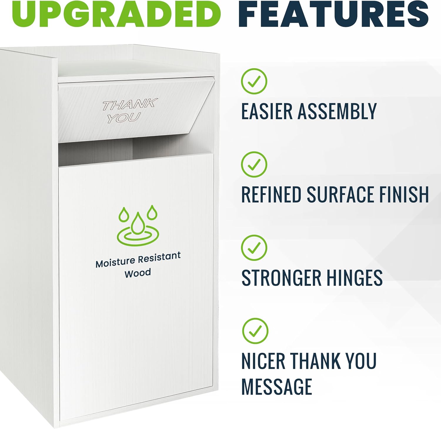 Alpine Restaurant Trash Can Cabinet with Tray Holder - Commercial 40 Gallon Garbage Receptacle Indoor for Restaurants, Cafeterias (White)