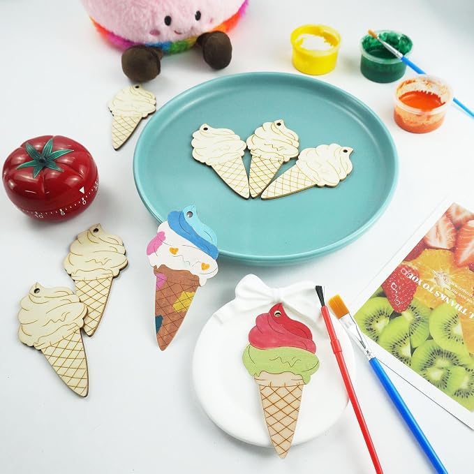 30 Pcs Wooden Ice Cream Decor Unfinished Wood Crafts - Image 2