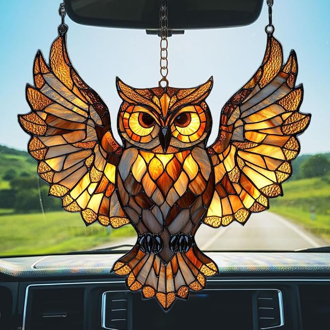 Owl Faux Tiffany Acrylic Suncatcher Stained Glass Effect Window Car Hanging - Image 5