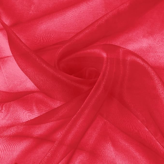 VACVELT Red Sheer Organza Fabric by The Yard 60" Wide | Semi-Transparent by VACVELT