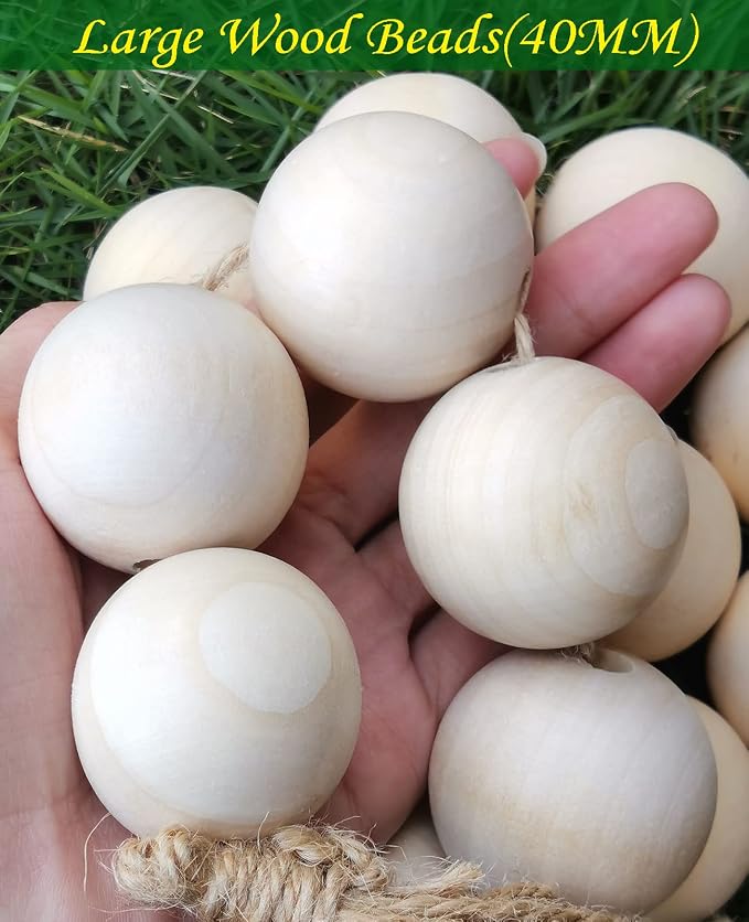 TBFYS 1.6IN Wood Beads for Crafts, Extra Large Wooden Balls Bead Unfinished - Image 6
