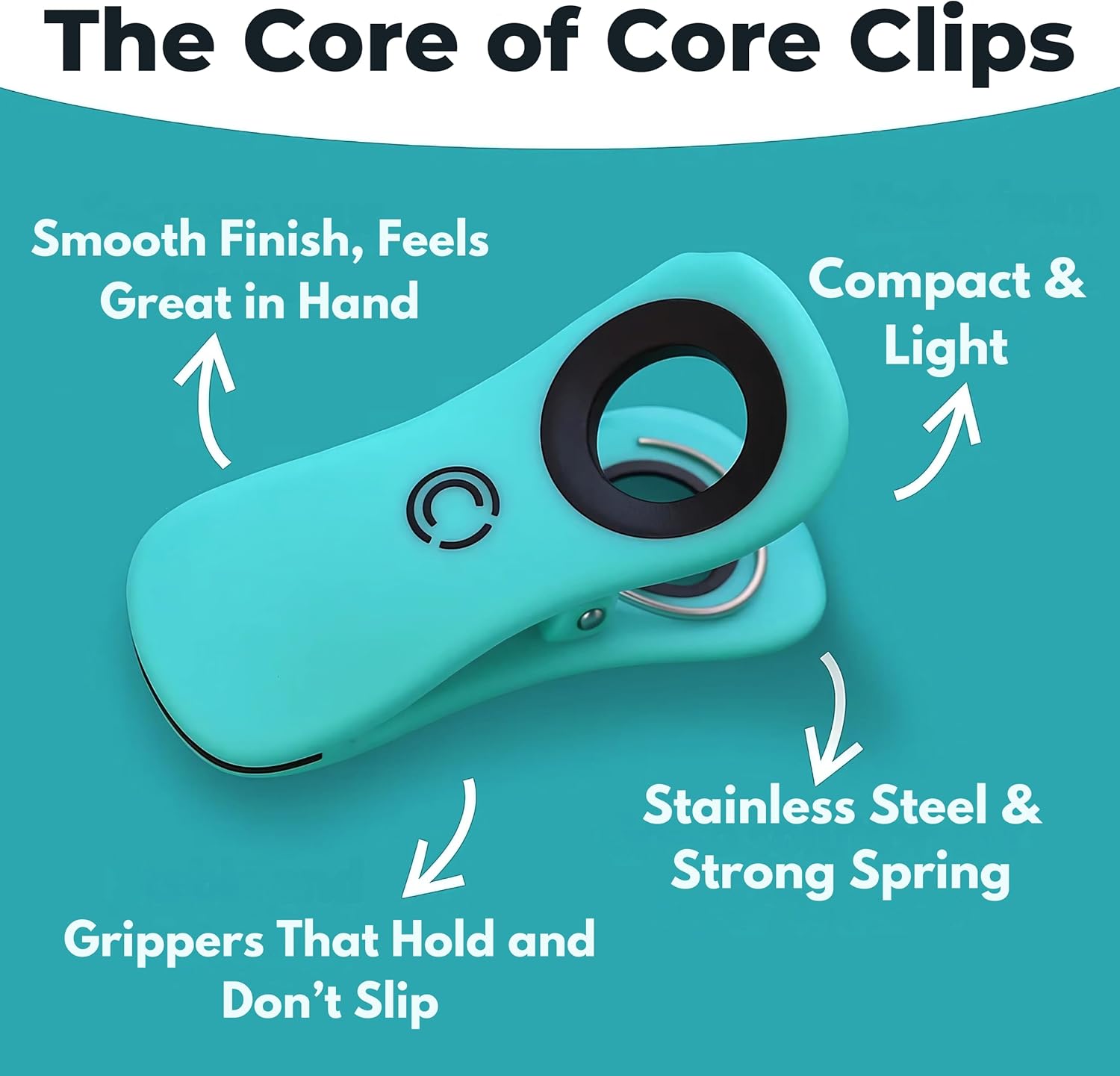 CoreClips Towel Clips for Beach Chairs - Set of 4 Pool Towel Holder Clips for Lounge Chairs on Cruise, Large 2.5” Opening Heavy Duty Clip for Towels on Boat Loungers with Travel Pouch - Turquoise