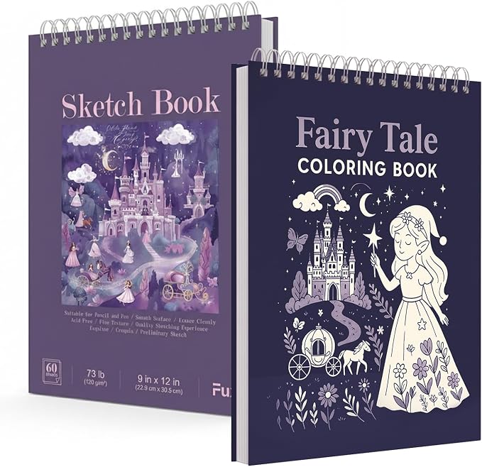 Fuxi Coloring Books for Ages 8-12 Girls, 50 Sheets Blank Paper Drawing Pad + 50 by SketchBook
