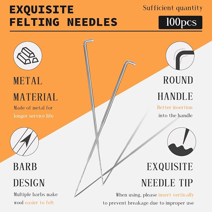 QMNNMA 100Pcs Needle Felting Needles, Needle Felting Tools, Wool Felting Needles - Image 3