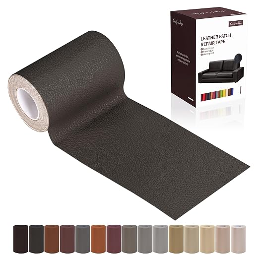 Leather Repair Patch Tape, Coffee 3 x 61 Inches Self Adhesive Leather Repair Kit by Cindy%27s+Tape