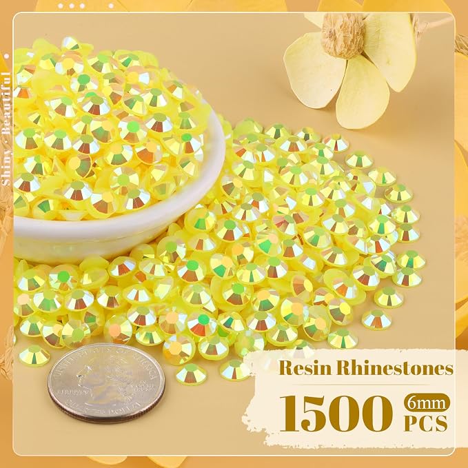 1500PCS 6mm Resin Jelly Rhinestones in Bulk, Bedazzling Flatback Crystals - Image 2