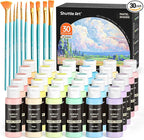 Shuttle Art 40 Pack Pastel Acrylic Paint Set, 30 Colors, 60ml/2oz Bottles by ShuttleArt