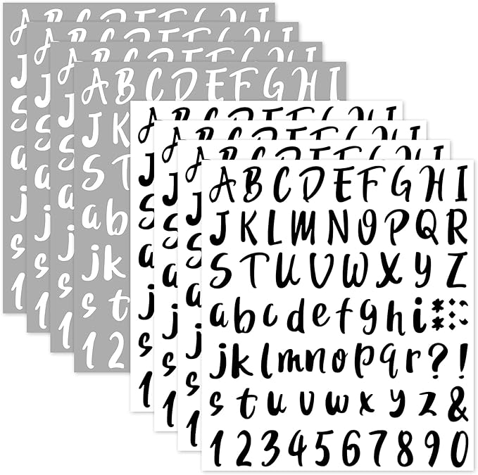 Outus 576 Pcs 8 Sheets Letters Stickers Vinyl Alphabet Number Decals Back to by Outus