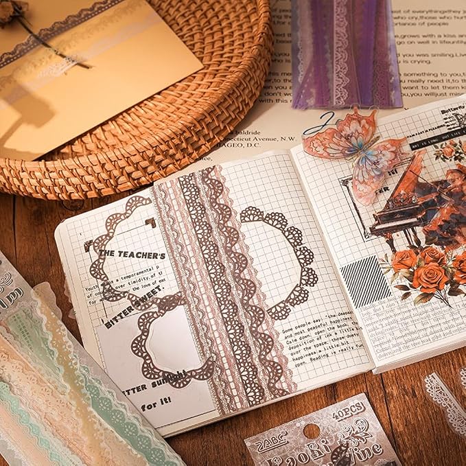 40 Pcs Transparent Lace Stickers - Image 4