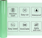 Light Green Glitter HTV Heat Transfer Vinyl Rolls12inch by 9feet PU Stretch - Image 2
