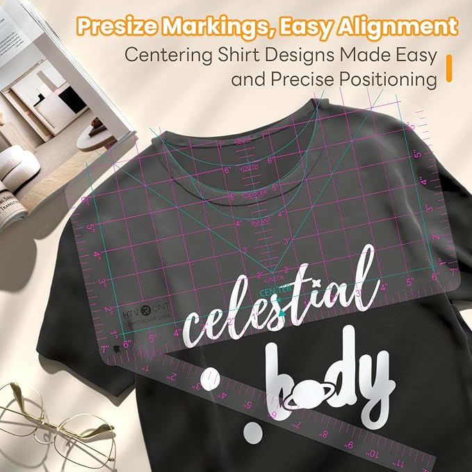 HTVRONT Tshirt Ruler Guide for Heat Press, Vinyl Alignment, Center Design | For - Image 2