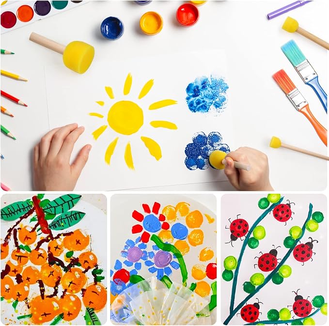 30 Pcs Round Sponges Brush Set, Round Sponge Brushes - Image 5