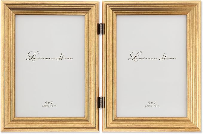 Lawrence Frames 5x7 Hinged Double Sutter Burnished Gold Picture Frame by LawrenceFrames