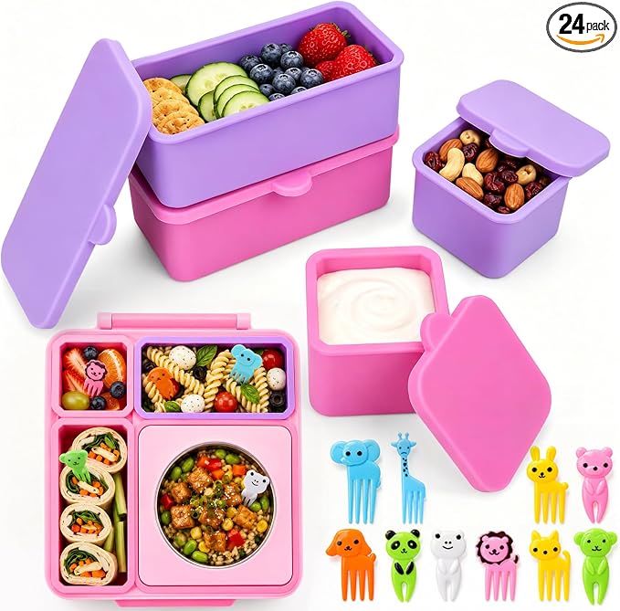 XANGNIER 4 Pack Silicone Lunch Containers Compatible by XANGNIER