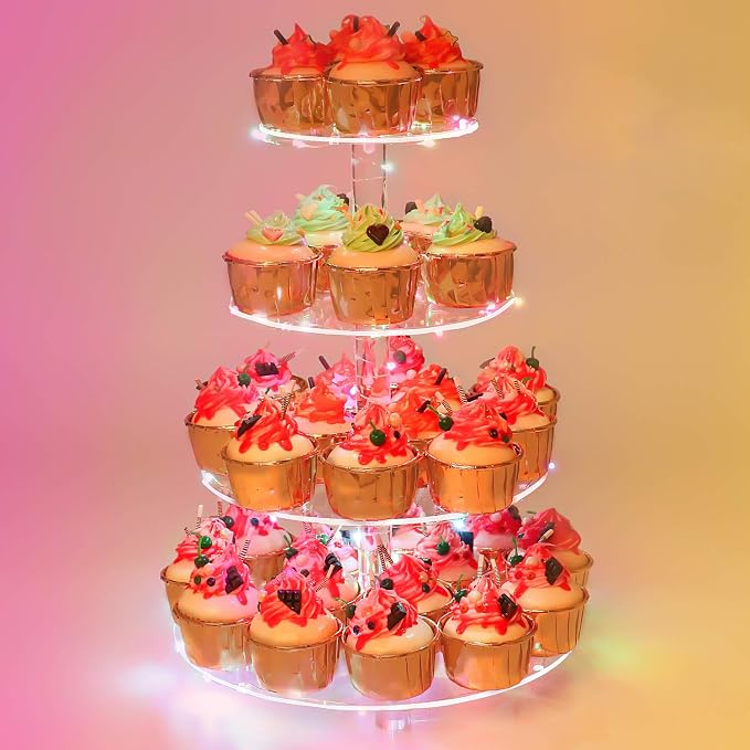YestBuy 4 Tier Round Cupcake Stand – Premium Cupcake Holder – Acrylic Cupcake by YestBuy