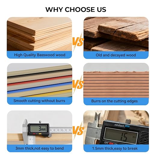 8 Pack Pre-Painted Colored Plywood Sheets, 11.7"x8.3"x1/8" Basswood - Image 6