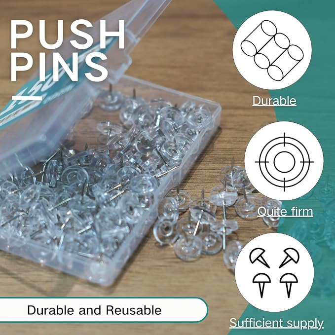 150 PCS Flat Clear Short Push Pins - Image 4