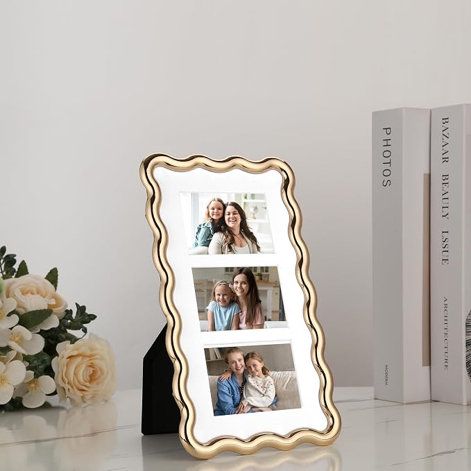 3-2x3'' Gold Heavy-Duty Zinc Alloy Picture Frames, Wave Design Gold plated - Image 3