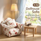 Dollhouse Couch with Pillow 1 12 Scale Miniature Sofa Arm Chair Living Room - Image 5
