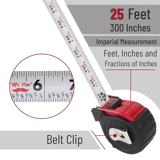Mr. Pen- Retractable Tape Measure 25 ft, 2 Pack, Easy Read | Steel Retractable - Image 3