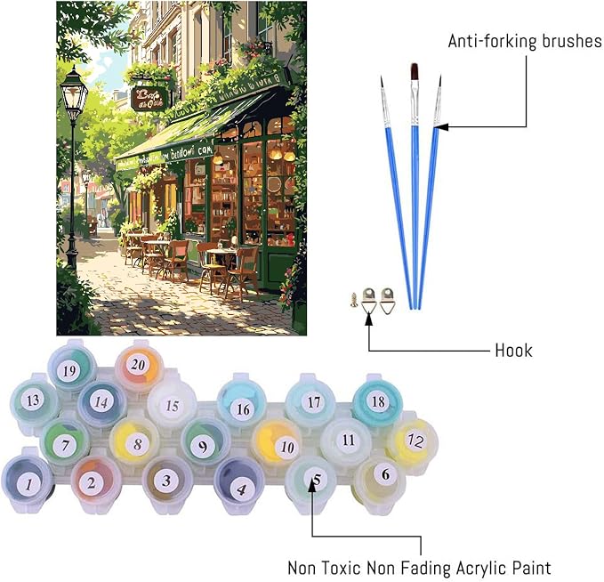Mrnsiet Paint by Numbers Kit for Adults, Easy Street Cafe Adult Paint by Number - Image 3