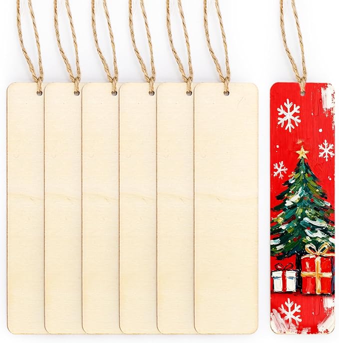 Cididu 150 Pieces Wood Blank Bookmark, DIY Wooden Craft Bookmark - Image 4