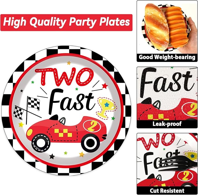 50 Guests Two Fast Birthday Plates and Napkins Party Supplies Racing Car Party - Image 3
