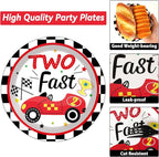 50 Guests Two Fast Birthday Plates and Napkins Party Supplies Racing Car Party - Image 3