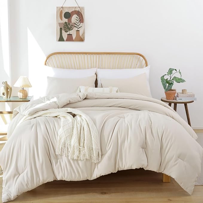 ROSGONIA Beige Twin/Twin XL Comforter Set - Image 3