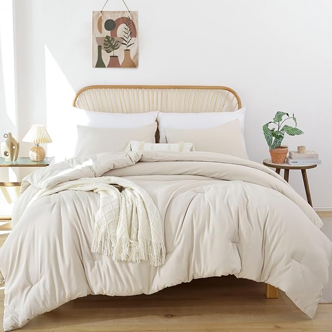 ROSGONIA Comforter Full Size for Girls Boys Teens Beige, Lightweight Dorm - Image 3