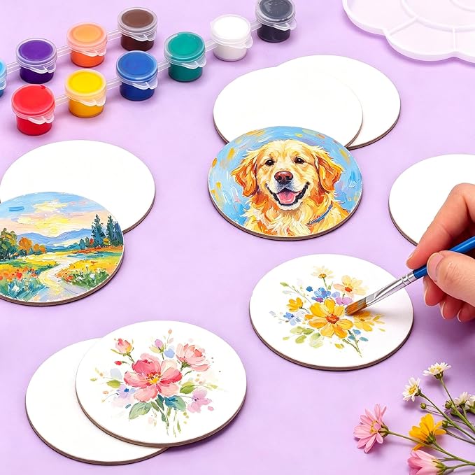 ESRICH 48Pack 3x3IN Round Mini Canvas Magnets, Small Magnetic Paint Canvas | - Image 2