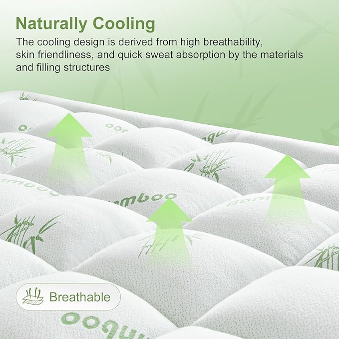 Full Size Mattress Topper Viscose Derived from Bamboo, Soft Thick Pillow Top - Image 3