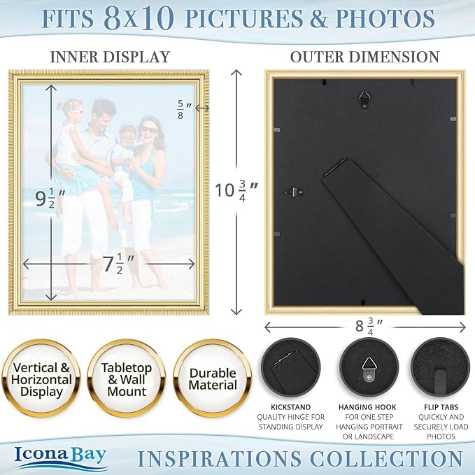 Icona Bay 8x10 Picture Frames, 6 Pack, Contemporary, Inspirations | These Icona - Image 3