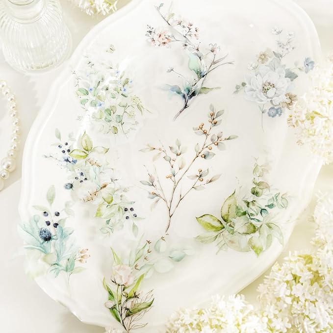 120 PCS Pastel Watercolor Nature Floral Botanical Stickers by YOKSAS