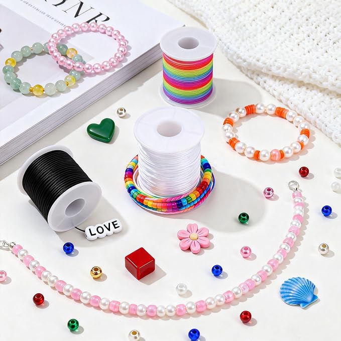 8pcs Elastic String Bracelet Making Kit, Stretchy Bracelet String, 6 Rolls 1mm - Image 4