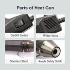 LDK Mini Heat Gun, 4.9Ft 300W Dual Temperature 392℉ & 662℉ Hot Air Gun - Image 4