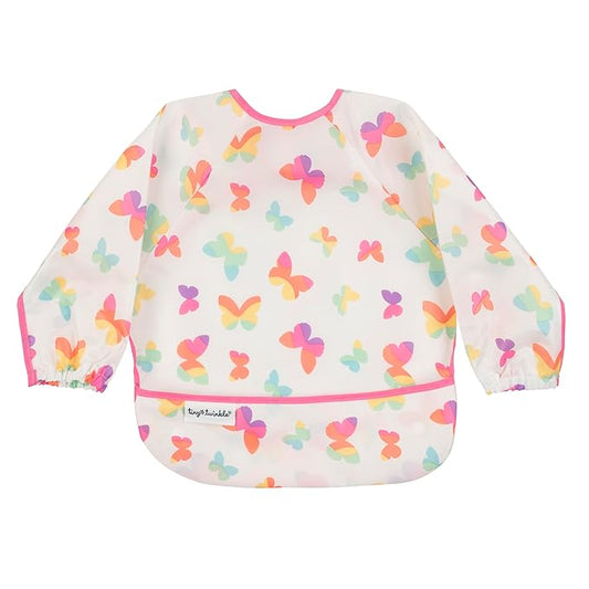 Tiny Twinkle Long Sleeve Bib for Babies & Toddlers – Waterproof Smock Bib for Eating – Machine Washable & Mess-Proof, Baby Feeding Essential & Shower Must-Have(Butterflies, 6–24M)