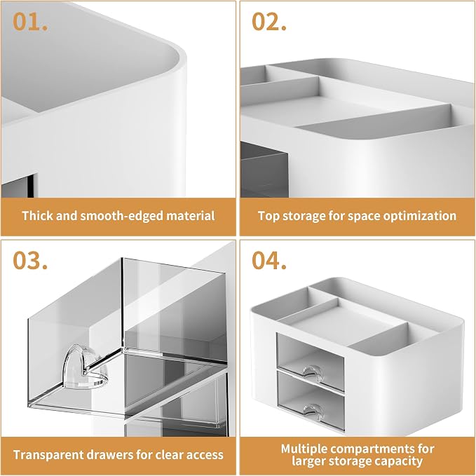 Marbrasse Pen Organizer with 2 Drawer, Desk Organizers and Accessories with 5 - Image 6