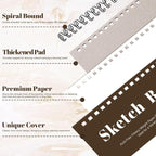 4 Pack Sketch Book, 9 x 12 Inch Sketchbook, 68lb/100gsm Top Spiral Bound Sketch - Image 3